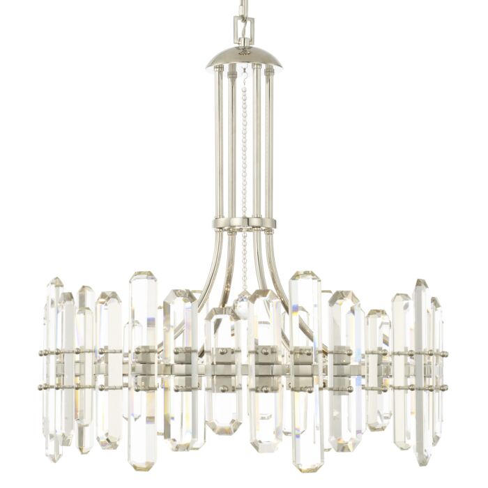 Crystorama Bolton 6 Light 26 Inch Transitional Chandelier in Polished Nickel with Faceted Crystal Elements Crystals