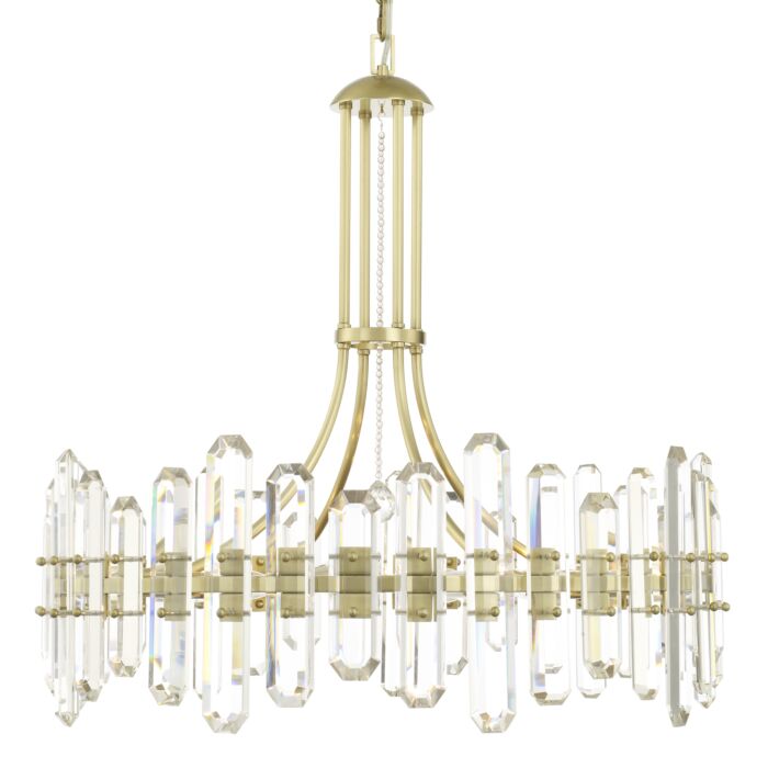 Crystorama Bolton 12 Light 27 Inch Transitional Chandelier in Aged Brass with Faceted Crystal Elements Crystals
