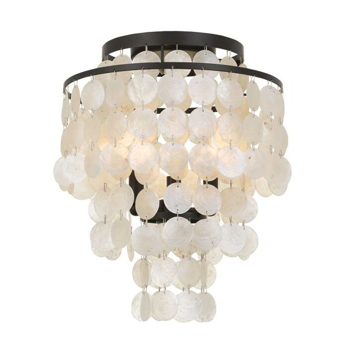 Crystorama Brielle Ceiling Light in Dark Bronze with Capiz Shell Crystals