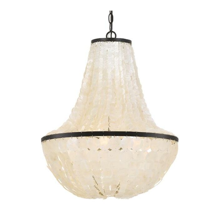 Crystorama Brielle 6 Light 24 Inch Chandelier in Dark Bronze with Capiz shell Crystals