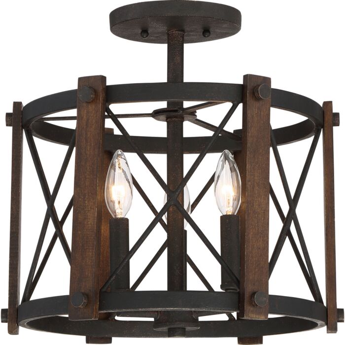 Quoizel Baron 3 Light 15 Inch Ceiling Light in Marcado Black