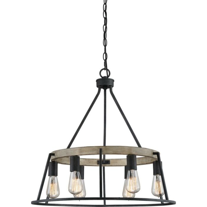 Quoizel Brockton 6 Light 24 Inch Transitional Chandelier in Grey Ash