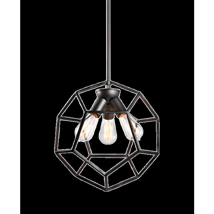 Matteo Geometry Series 3 Light Pendant Light In Rusty Black