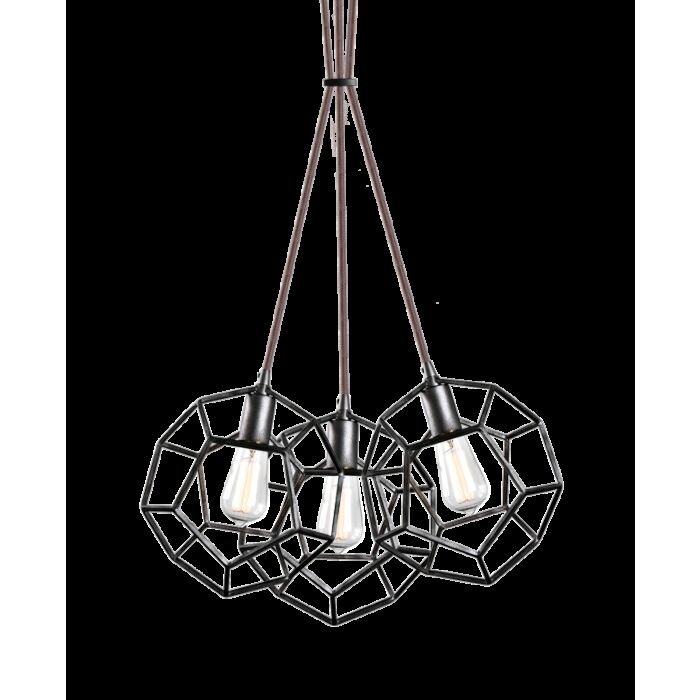 Matteo Geometry Series 3 Light Pendant Light In Rusty Black
