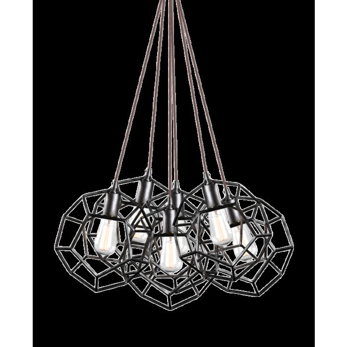 Matteo Geometry Series 6 Light Pendant Light In Rusty Black