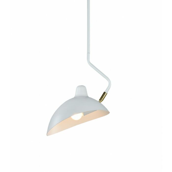 Matteo Droid 1 Light Pendant Light In White & Brushed Gold