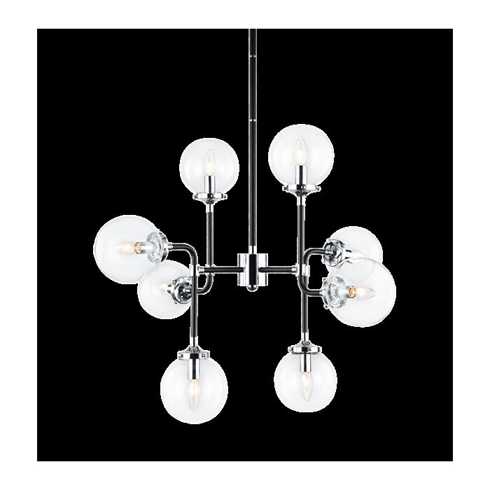 Matteo Particles 8 Light Pendant Light In Black & Chrome