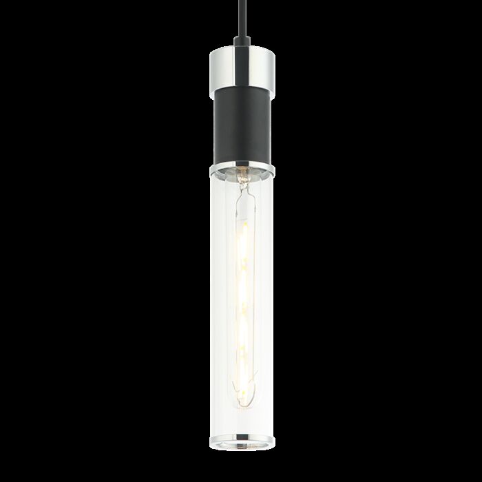 Matteo Tubo 1 Light Pendant Light In Matte Black With Aged Gold Brass