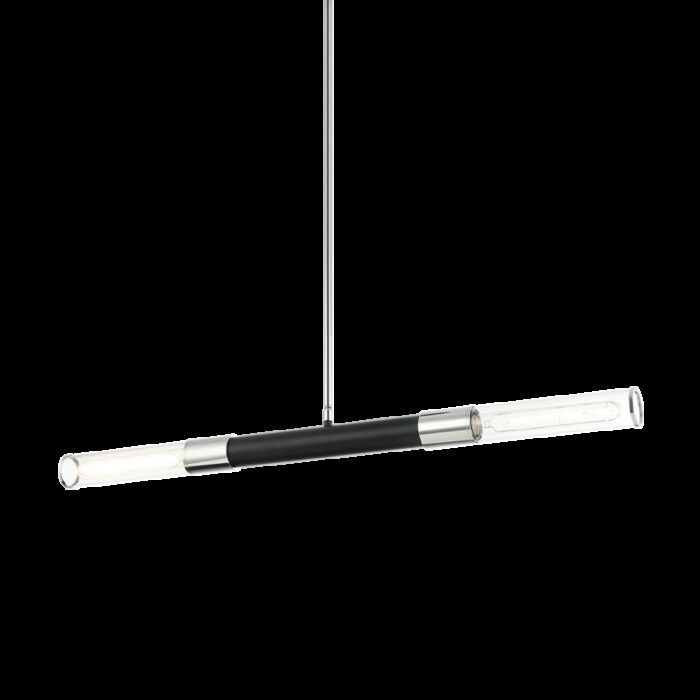 Matteo Tubo 2 Light Pendant Light In Matte Black With Chrome