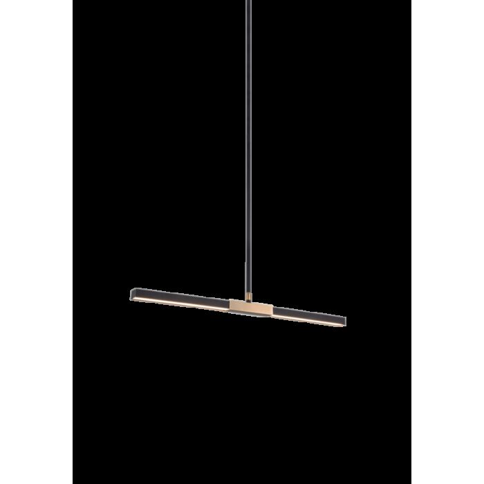 Matteo Lineare 2 Light Pendant Light In Matte Black & Aged Gold Brass