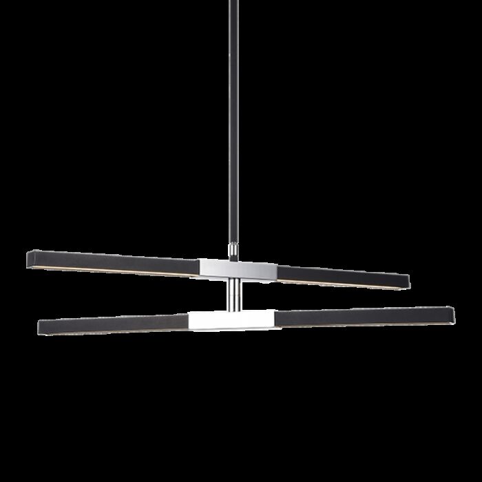 Matteo Lineare 4 Light Pendant Light In Matte Black & Chrome