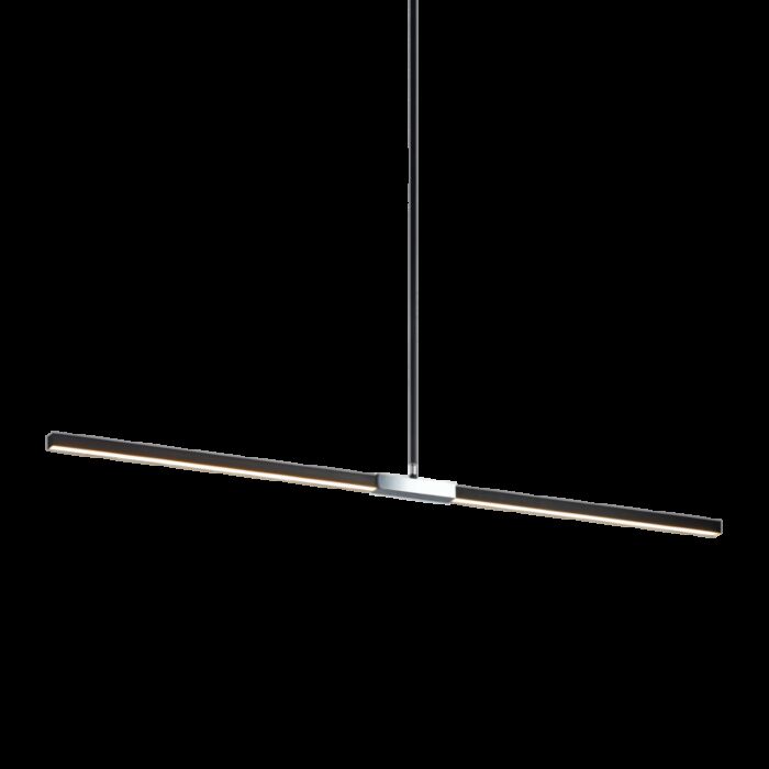 Matteo Lineare 2 Light Pendant Light In Matte Black & Chrome