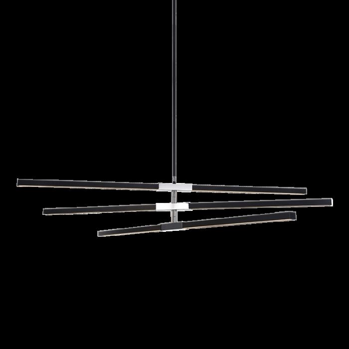 Matteo Lineare 6 Light Pendant Light In Matte Black & Chrome