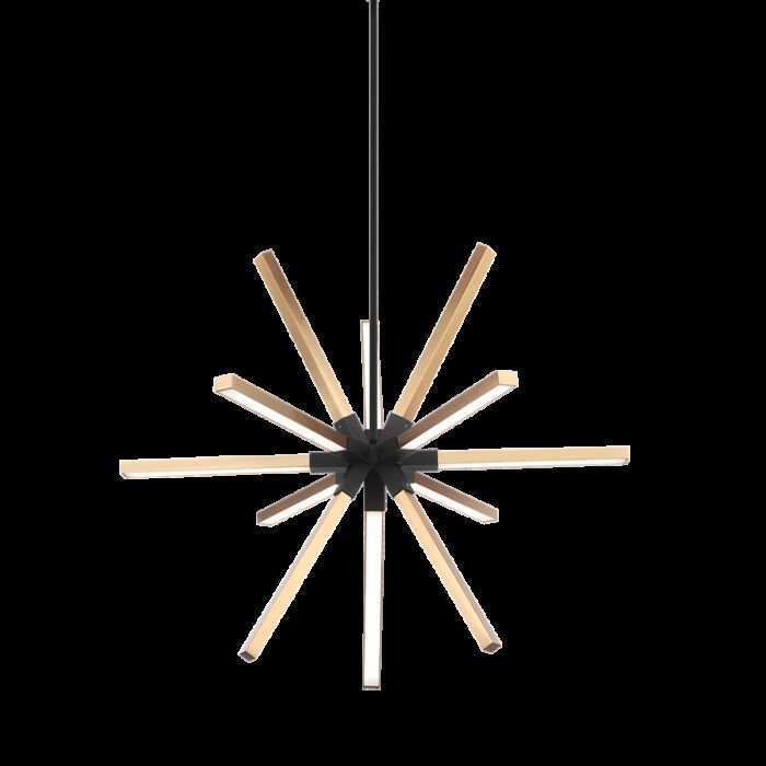 Matteo Asterisk 12 Light Pendant Light In Matte Black With Aged Gold Brass
