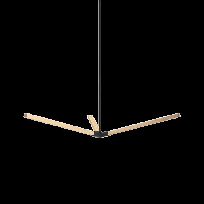 Matteo Asterisk 3 Light Pendant Light In Matte Black  With Aged Gold Brass