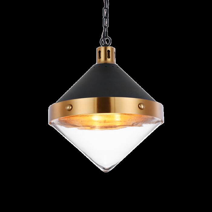 Matteo Sphericon 3 Light Pendant Light In Matte Black & Aged Gold Brass