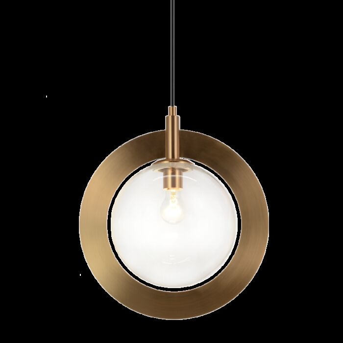 Matteo Astro 1 Light Pendant Light In Aged Gold Brass