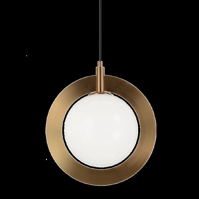 Matteo Astro 1 Light Pendant Light In Aged Gold Brass
