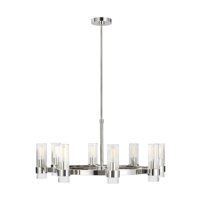 Geneva 8 Light Chandelier in Polished Nickel by Chapman & Myers