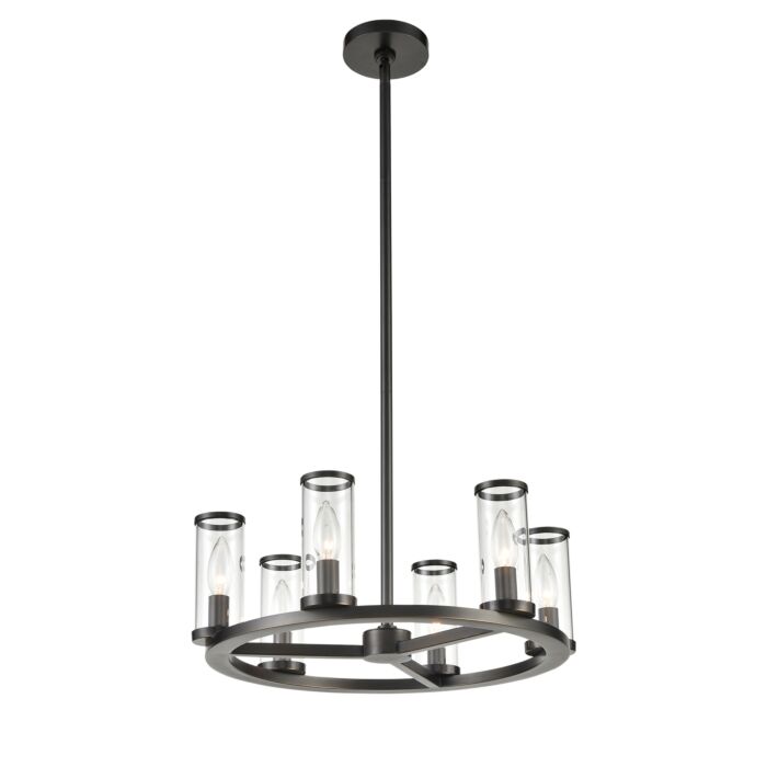 Alora Revolve 6 Light Chandelier in Urban Bronze And Clear Glass