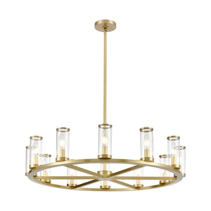 Alora Revolve 12 Light Chandelier tural Brassand Clear Glass