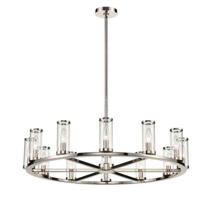 Alora Revolve 12 Light Chandelier in Polished Nickel And Clear Glass