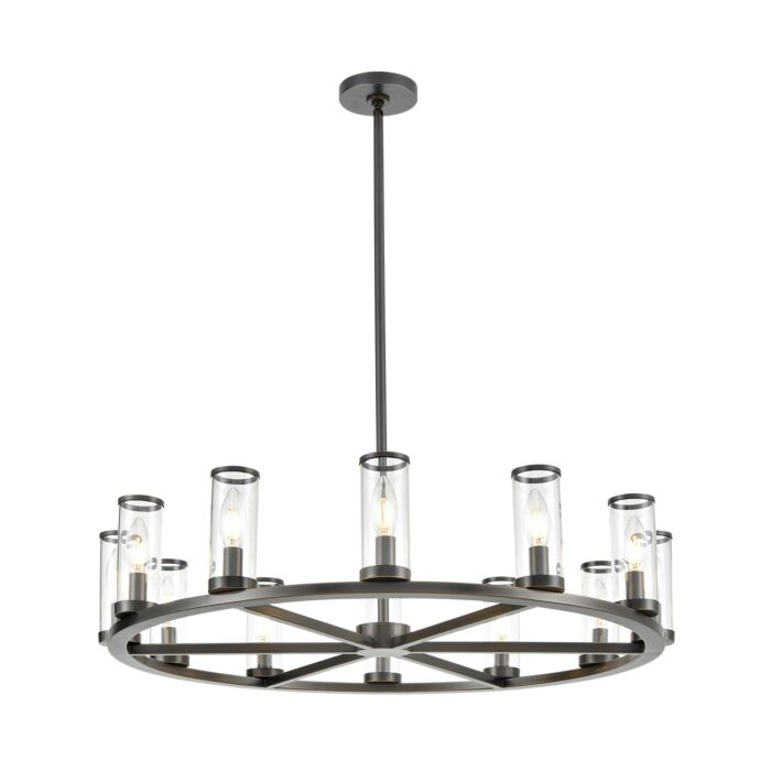 Alora Revolve 12 Light Chandelier in Urban Bronze And Clear Glass