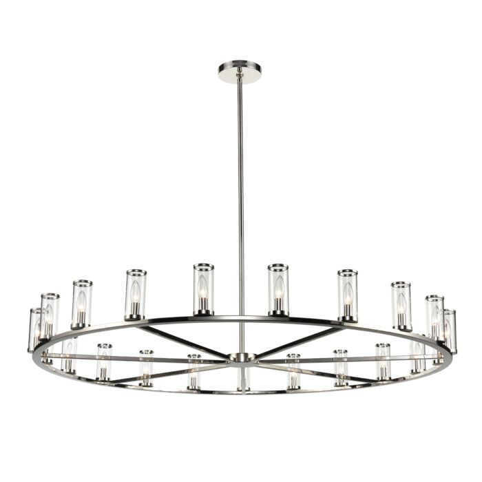 Alora Revolve 21 Light Chandelier in Polished Nickel And Clear Glass