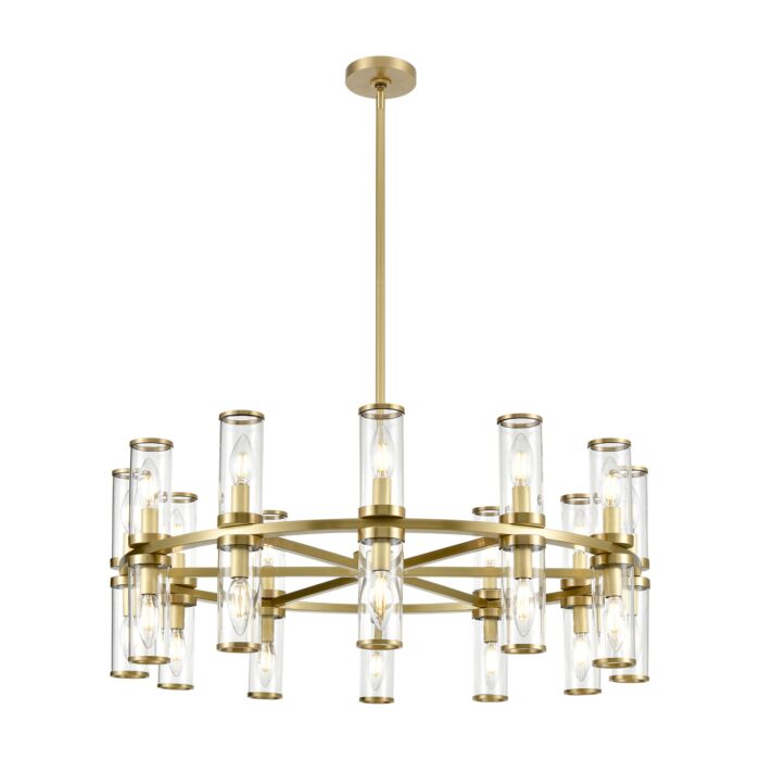 Alora Revolve 24 Light Chandelier tural Brassand Clear Glass