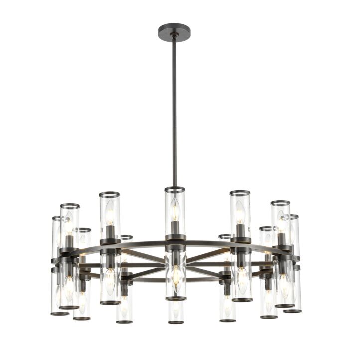 Alora Revolve 24 Light Chandelier in Urban Bronze And Clear Glass