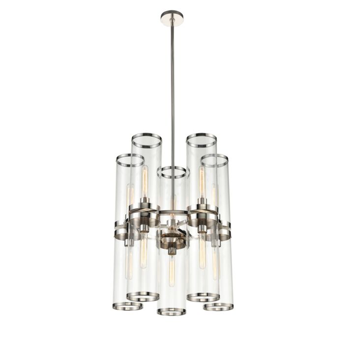 Alora Revolve 10 Light Chandelier in Polished Nickel And Clear Glass