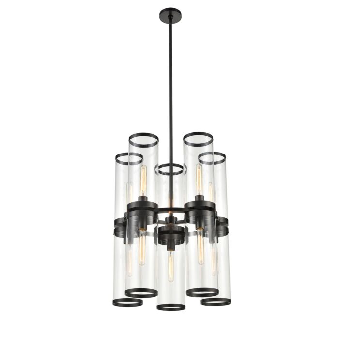 Alora Revolve 10 Light Chandelier in Urban Bronze And Clear Glass