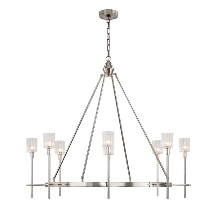 Alora Salita 8 Light Chandelier in Polished Nickel And Ribbed Crystal