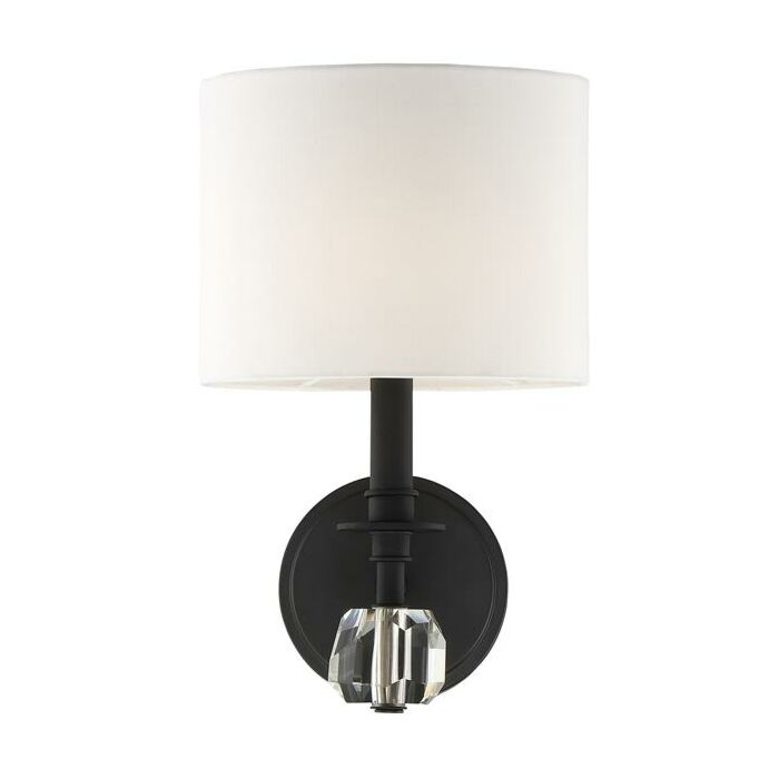 Crystorama Chimes 10 Inch Wall Sconce in Black Forged with Faceted Cut Crystal Crystals