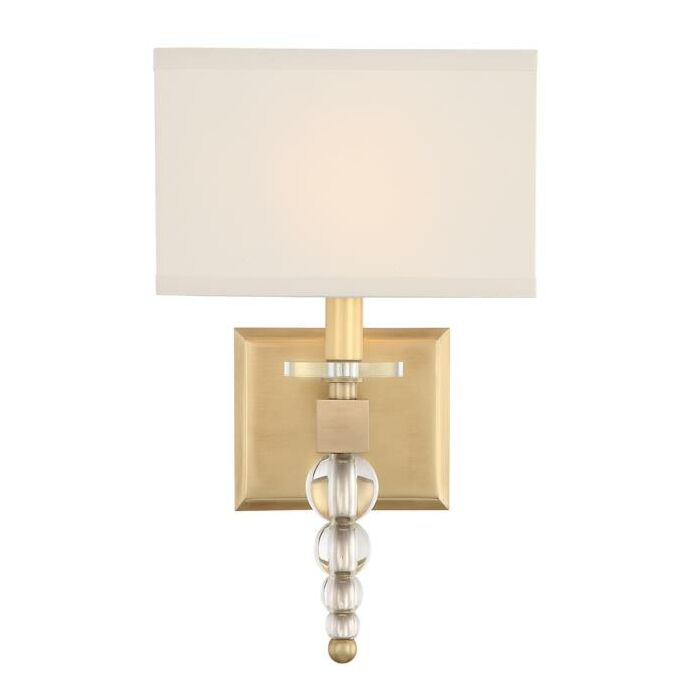 Crystorama Clover 16 Inch Wall Sconce in Aged Brass with Clear Hand Cut Crystals