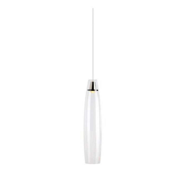 Tech Coda 3000K LED 21 Inch Pendant Light in Satin Nickel and Clear Crackle