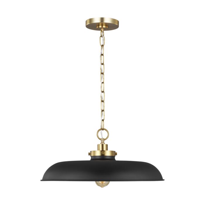 Wellfleet Pendant Light in Midnight Black And Burnished Brass by Chapman & Myers