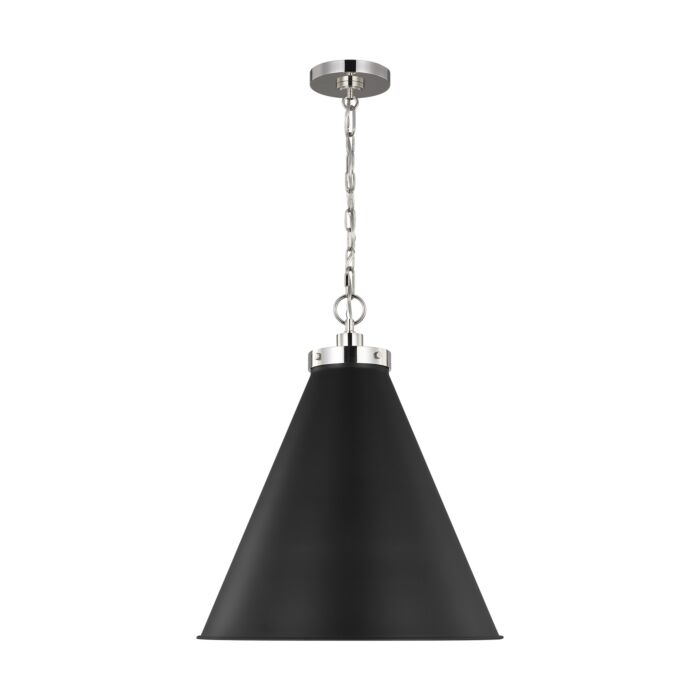 Wellfleet Pendant Light in Midnight Black And Polished Nickel by Chapman & Myers
