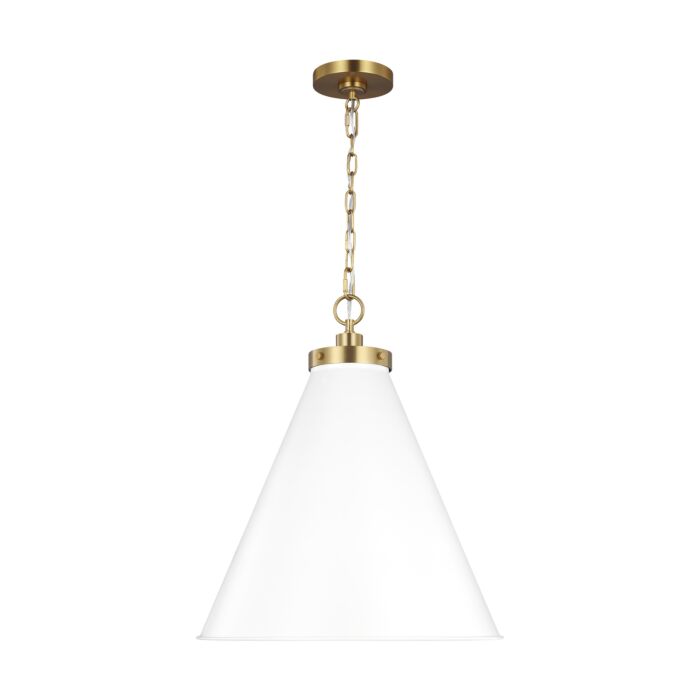 Wellfleet Pendant Light in Matte White And Burnished Brass by Chapman & Myers