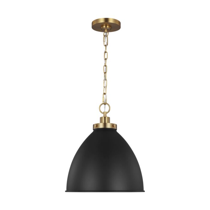 Wellfleet Pendant Light in Midnight Black And Burnished Brass by Chapman & Myers