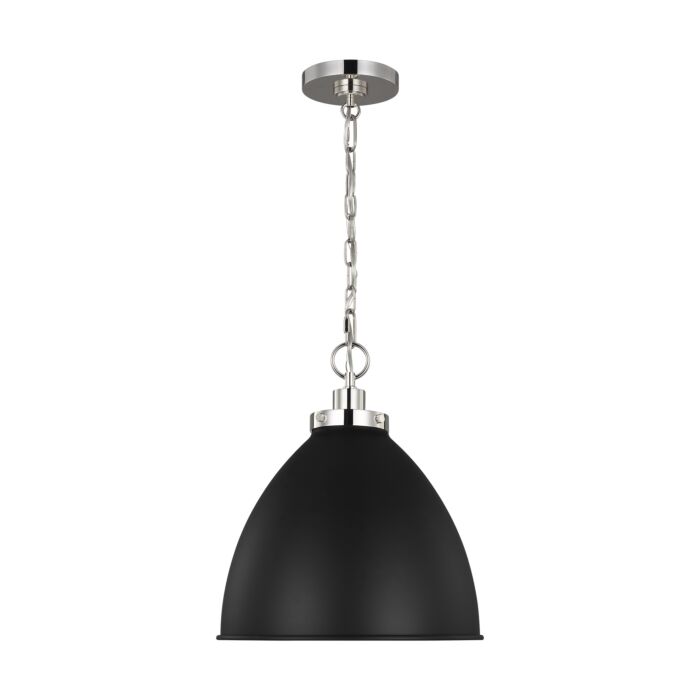 Wellfleet Pendant Light in Midnight Black And Polished Nickel by Chapman & Myers