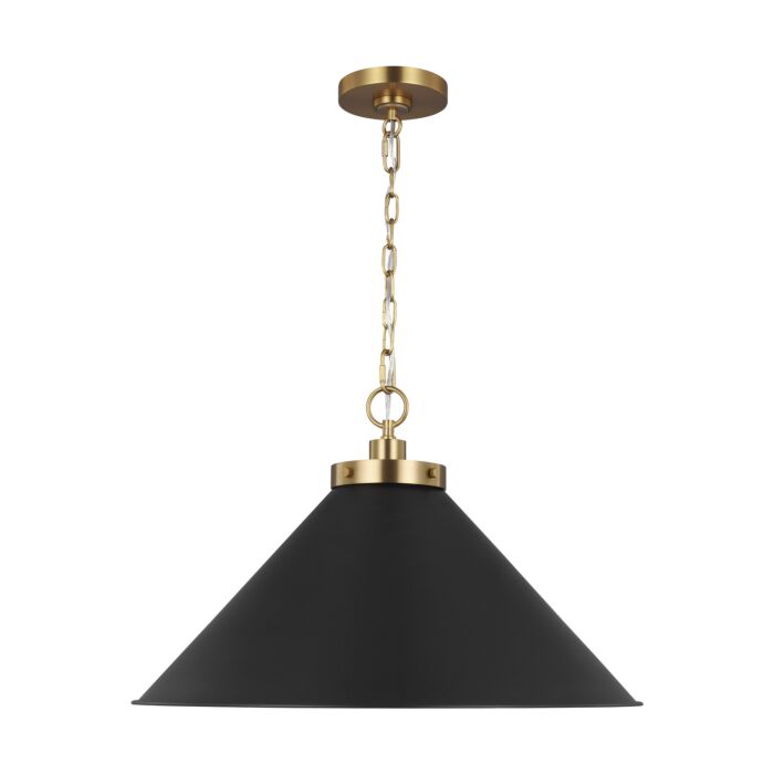 Wellfleet Pendant Light in Midnight Black And Burnished Brass by Chapman & Myers
