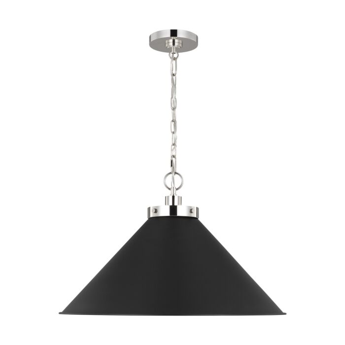 Wellfleet Pendant Light in Midnight Black And Polished Nickel by Chapman & Myers
