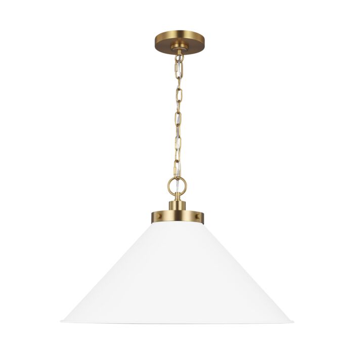 Wellfleet Pendant Light in Matte White And Burnished Brass by Chapman & Myers