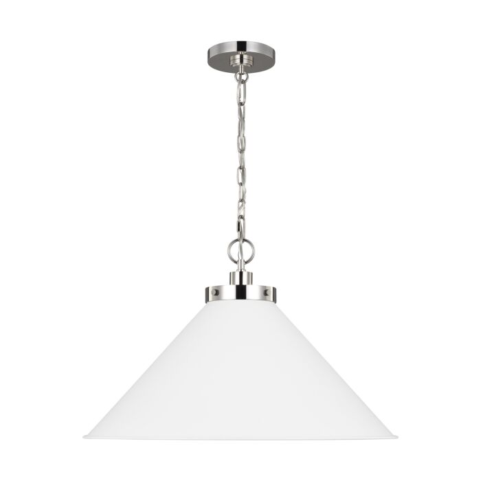 Wellfleet Pendant Light in Matte White And Polished Nickel by Chapman & Myers