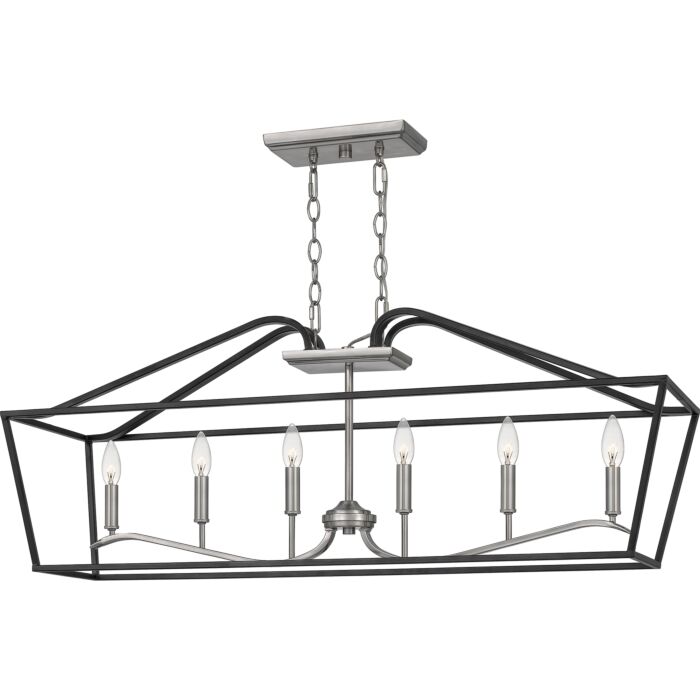 Quoizel Catalina 6 Light 42 Inch Kitchen Island Light in Matte Black