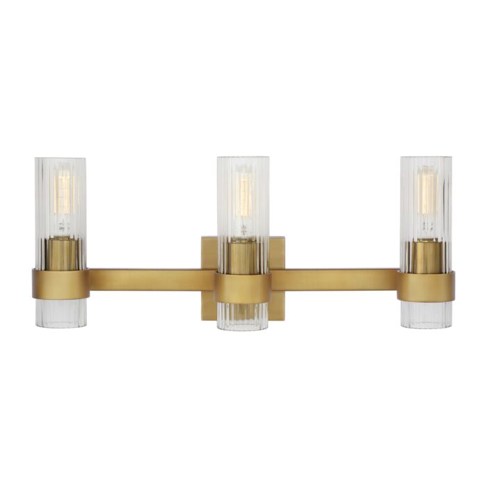 Geneva 3 Light Bathroom Vanity Light in Burnished Brass by Chapman & Myers