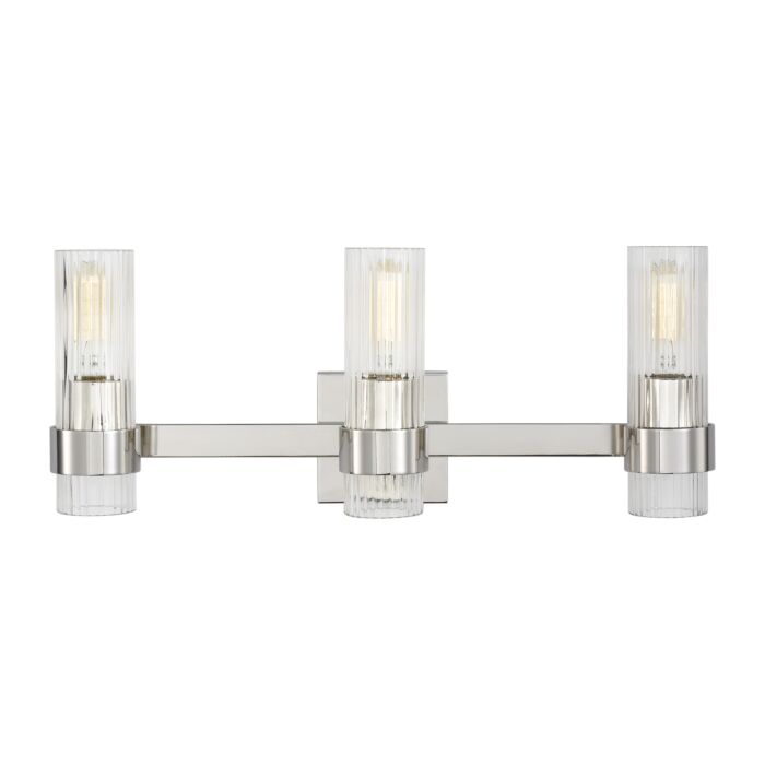 Geneva 3 Light Bathroom Vanity Light in Polished Nickel by Chapman & Myers