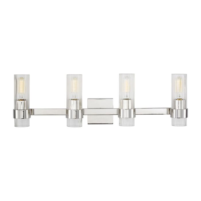 Geneva 4 Light Bathroom Vanity Light in Polished Nickel by Chapman & Myers