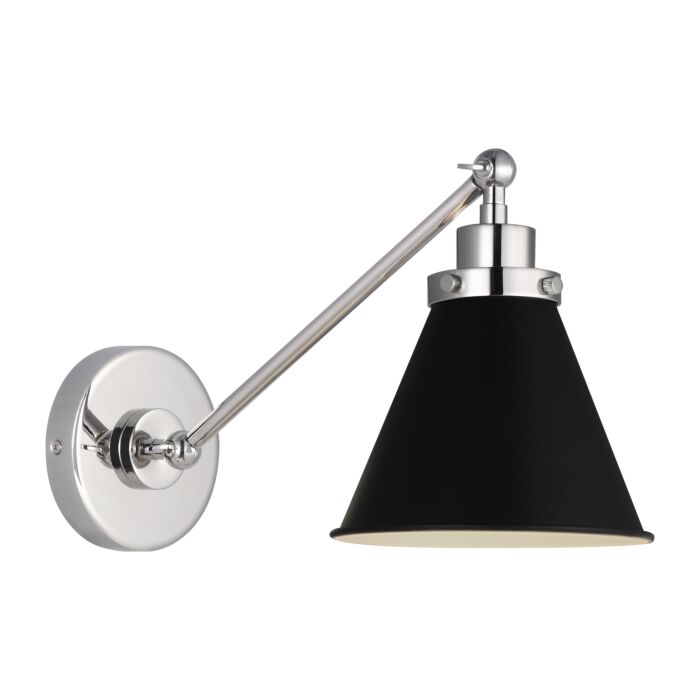 Wellfleet Wall Sconce in Midnight Black And Polished Nickel by Chapman & Myers